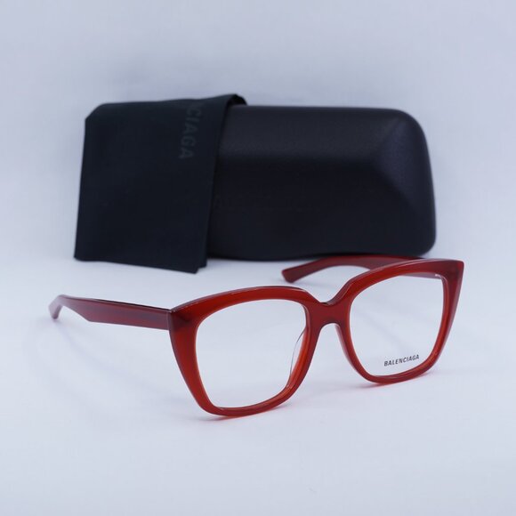 Balenciaga BB0062O 004 Cat Eye Eyeglasses 53mm - Shiny Red - Picture 4 of 9